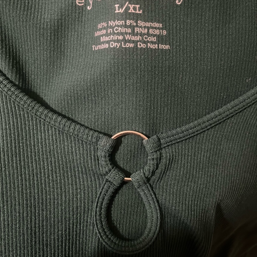 Green Ribbed Long Sleeve Top - Picture 2 of 3